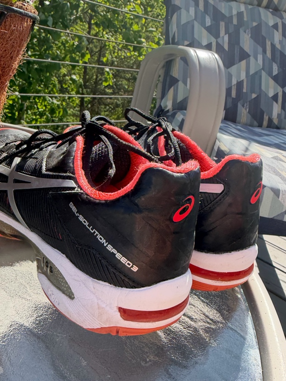 ASICS Gel Solution Speed 3 Red Black Silver Tennis Running Pickleball Shoe 8.5 - Picture 10 of 14